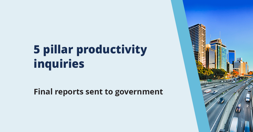 city scape with cars on a busy road and text saying Final reports sent to government