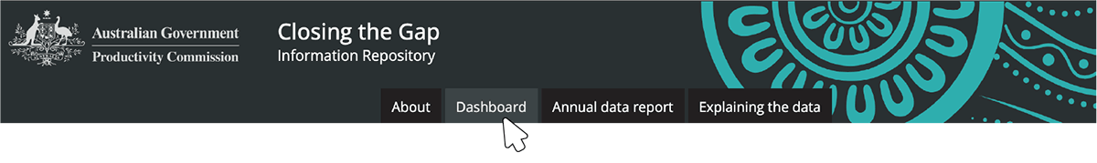 Closing the Gap dashboard tabs