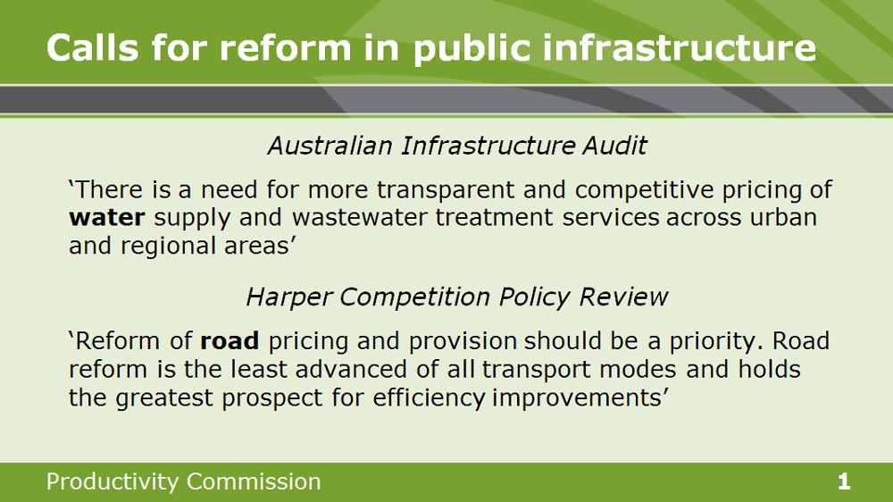 Image outlining a call for reform to public infrastructure